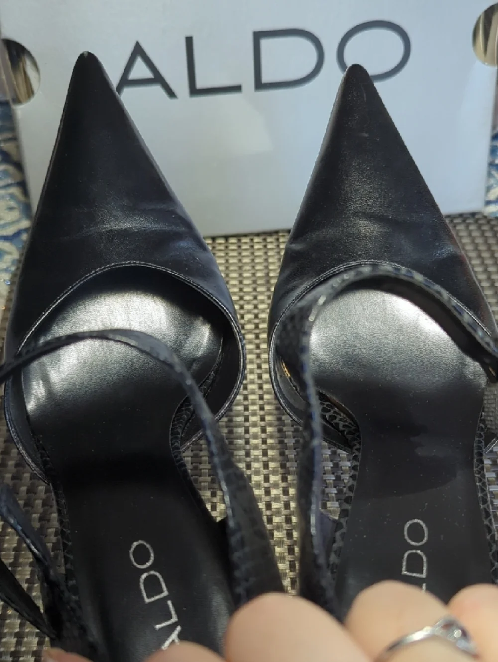ALDO Orabella Black Pointed-Toe Mary Jane Stiletto Heels